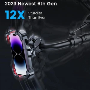 Motorcycle Phone Mount 1s Auto Lock 100mph Military Anti-Shake Bike Phone Holder - Picture 1 of 7