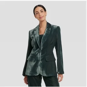 Blazer de terciopelo verde pequeño para mujer -Un nuevo día - - Imagen 1 de 6