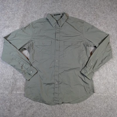 Camisa Theory Para Hombre Extra Grande Abotonada Florín Riqueza Bolsillo Verde Manga Larga Foto 1 de 4