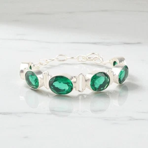 Chrome Diopside Gemstone 925 Sterling Silver jewelry Handcrafted Girl's Bracelet - Picture 1 of 6