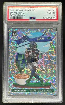 2021 Panini Donruss Optic Downtown! SSP #DT-32 DK Metcalf PSA 8 - Image 1 of 2