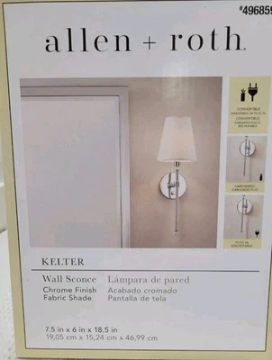 Allen + Roth Wall sconce polished chrome Ketler 4968593 NEW - Image 1 of 4