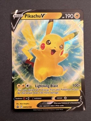 Pikachu V SWSH198 Sword & Shield Ultra Rare Holo Promo Pokemon Card Pack Fresh - Image 1 of 2