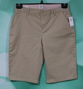 NWT Gap Kids Girls Wicker Beige Adjustable Waist Bermuda Uniform Shorts Size 16 - Picture 1 of 3