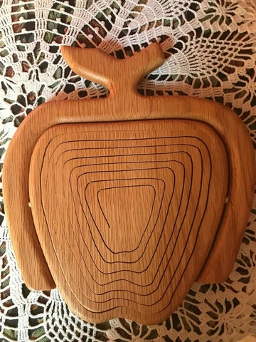 Vintage John's Wood Shop Wooden Folding Basket Country Farmhouse Apple Cover