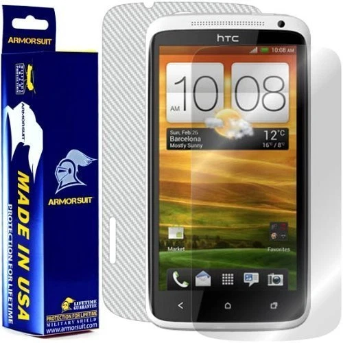 ArmorSuit MilitaryShield HTC One X Screen Protector + White Carbon Fiber Skin - Image 1 of 4