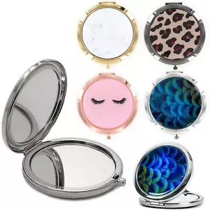 Set of 2 DualSided Round Compact Handheld Makeup Mirrors with Magnification fo - Picture 1 of 1