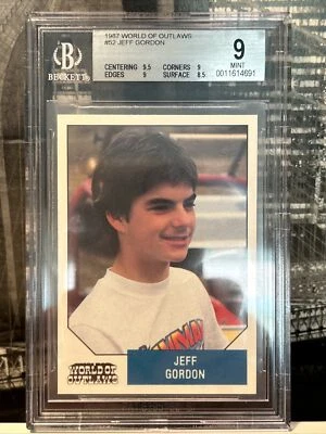 jeff gordon 1987 world of outlaws #52 Rookie Card Rare BGS Graded 9 MINT RC - Image 1 of 3
