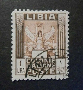 ITALIA,ITALY Colonie LIBIA 1926-30 " Serie Pittorica " 1 Lira. D.11 USED ss.65 - Picture 1 of 1