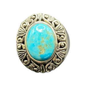 Anillo Filigrana Turquesa Piedras Preciosas Ovaladas Cabujón NK 925 Plata de Ley Talla 7.75 - Imagen 1 de 15