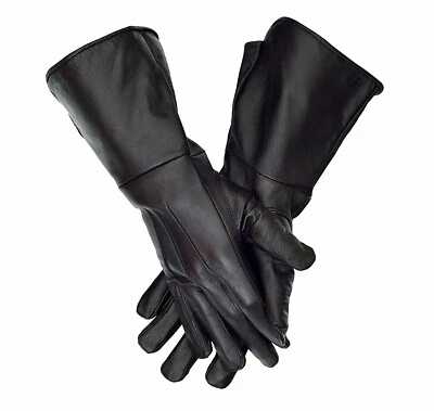 Leather Gloves Long Arm Cuff Men's Medieval Renaissance Gauntlet  - Image 1 of 4