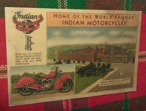 Antigua motocicleta india + edificio de fábrica + repos postal publicitaria de bicicletas - Imagen 1 de 1