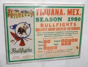 Poster corrida vintage stagione 1980 incorniciato birra superiore corride Tijuana - Foto 1 di 10