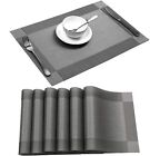 Set of 6 Dining Table Placemats PVC Vinyl Grey Washable Heat Resistant Non Slip
