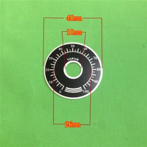 100PCS 40MM TOPVR 0-100 potentiometer dial scale FOR WTH118 WX112 - Afbeelding 1 van 3