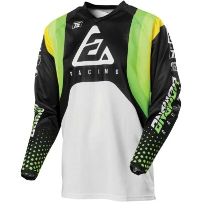 NEW ANSWER RACING MENS A21 SYNCRON SWISH JERSEY, GRN/ACID/WHITE, MEDIUM, 445404 - Image 1 of 2