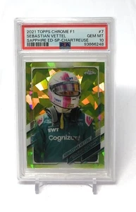 2021 Topps Chrome F1 #7 Sebastian Vettel Sapphire Edition SP Chartreuse PSA 10 - Picture 1 of 2