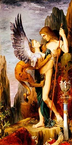 Oedipus and the Sphinx by Gustave Moreau A2 Quality Canvas Print - Bild 1 von 1