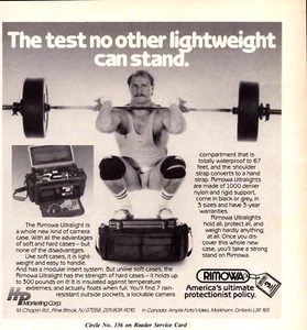 Rimowa Ultralight Camera Case HP Marketing Weightlifter Man VTG Print Ad 1990 - Picture 1 of 4
