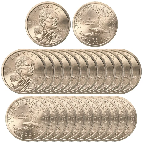 2006 D Native American Sacagawea Dollar Satin Finish Roll 25 US Coin Lot Cover