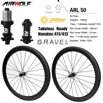 Airwolf T1100 Carbon Rennrad Gravel Laufradsatz 28" 700c Scheibenbremse Novatec - Bild 1 von 4