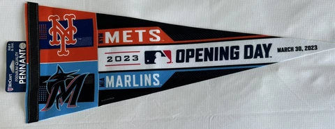 NY METS MIAMI MARLINS PENNANT 2023 OPENING DAY BASEBALL MLB BANNER Cover