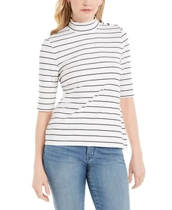 Top donna Charter Club a righe finto collo nuovo con etichetta TAGLIE XS S M L XL - Foto 1 di 3