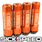 Sickspeed 4 Pc Orange 92Mm Long Extended Capped 3 Pc Steel Lug Nuts 12X1.5 N20