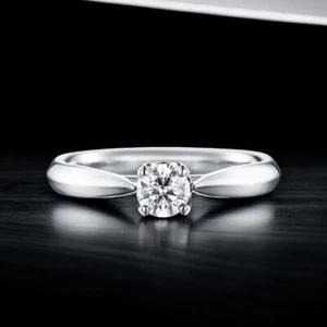 Anillo de boda de diamantes de corte redondo de 0,50 quilates cultivado en laboratorio certificado oro blanco de 14 K - Imagen 1 de 10