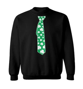 Shamrock Tie - St. Patrick's Day Irish Ireland Lucky Toddler Crewneck Sweater - Picture 1 of 8