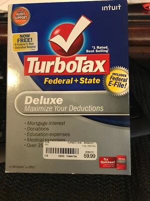 2008 Intuit TurboTax Deluxe Maximize Your Deductions Federal & State 2008 - Image 1 of 3