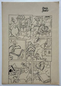 Chuck Jones (Handarbeit) Zeichnung auf altem Papier signiert & gestempelt, Vintage Kunst - Bild 1 von 4