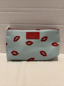 NUOVO sacchetto borsa trucco Clinique x Kate Spade Collab Aqua & Red Lips - Foto 1 di 4