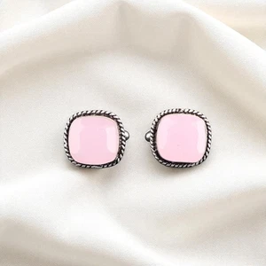 Rose Chalcedony Gemstone 925 Sterling Silver Jewelry Designer Cufflinks 0.61" - Picture 1 of 6