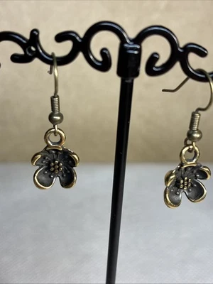 Artisan 1.5 Inch Bronze Tone Flower Dangle Drop Earrings - Image 1 of 4