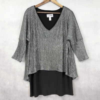 Top túnica para mujer Joseph Ribkoff metálico plateado en capas noche glamour EE. UU. talla 16 Foto 1 de 4