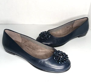 Aerosoles Becxotic Genuine Leather Ballet Flats Shoes Navy Blue 7M - Picture 1 of 11