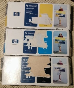 GENUINE HP 81 INK C4930A C4931A C4933A BLACK YELLOW CYAN DESIGNJET 5000 EXPIRED - Picture 1 of 2