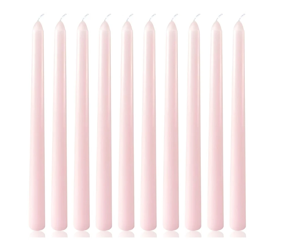 Paquete de 10 velas cónicas rosa pálido de 10 pulgadas sin perfume sin humo y sin goteo Foto 1 de 1