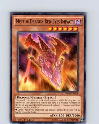 Yu-Gi-Oh TCG Meteor Dragon Red-Eyes Impact INOV-EN028 1st Edition Rare NM - Image 1 of 2