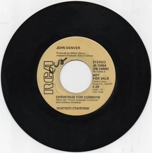 JOHN DENVER RCA 7” Promo Vinyl 45 CHRISTMAS FOR COWBOYS /SILENT NIGHT,HOLY NIGHT - Picture 1 of 2