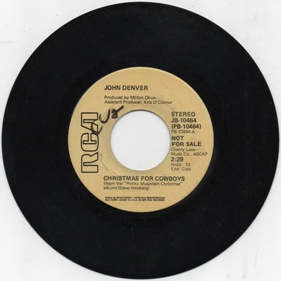 JOHN DENVER RCA 7” Promo Vinyl 45 CHRISTMAS FOR COWBOYS /SILENT NIGHT,HOLY NIGHT - Image 1 of 2