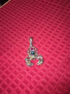 Bright and colorful silver tone multi crystaled scorpion pin - Picture 1 of 8