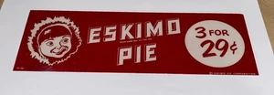 Vintage 1950er Eskimo Fudge Pie Eisdiele Fenster Werbeschild 9 "x3" - Bild 1 von 6