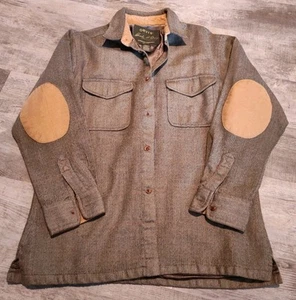 Orvis Signature Collection Men M Wool Button Up Shirt Shacket Elbow Patches Read - Picture 1 of 16