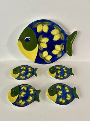 Винтажная сервировочная тарелка и тарелки для закусок Studio Nova салат с лимоном рыбой 5 шт.  - Изображение 1 из 4