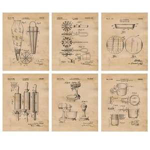 Classic Baking Cooking Tools Patent Prints 6 (8x10) for Home Work Office Kitchen - Picture 1 of 12