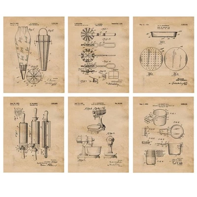 Classic Baking Cooking Tools Patent Prints 6 (8x10) for Home Work Office Kitchen - Image 1 of 4
