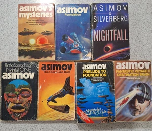 7 x Isaac Asimov paperback books, Foundation series panther books, Grafton, Pan - Picture 1 of 17