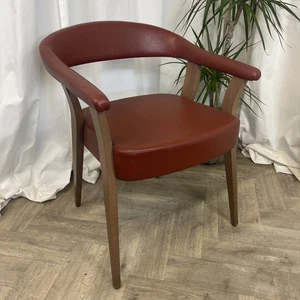 Gianna Of Portugal Armchair Burgundy Leather Mid Century Style Chair Ex Display - Picture 1 of 11